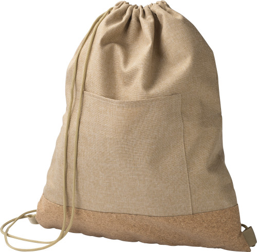 Eco-Friendly Cork Accent Drawstring Bag - Furnace Green