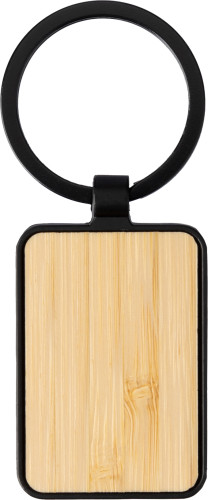 Bamboo Accent Metal Keychain - Irby printed with logo