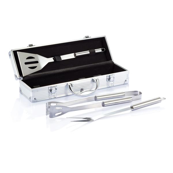 3-Piece Stainless Steel Barbecue Tool Set in Aluminium Case - Soham