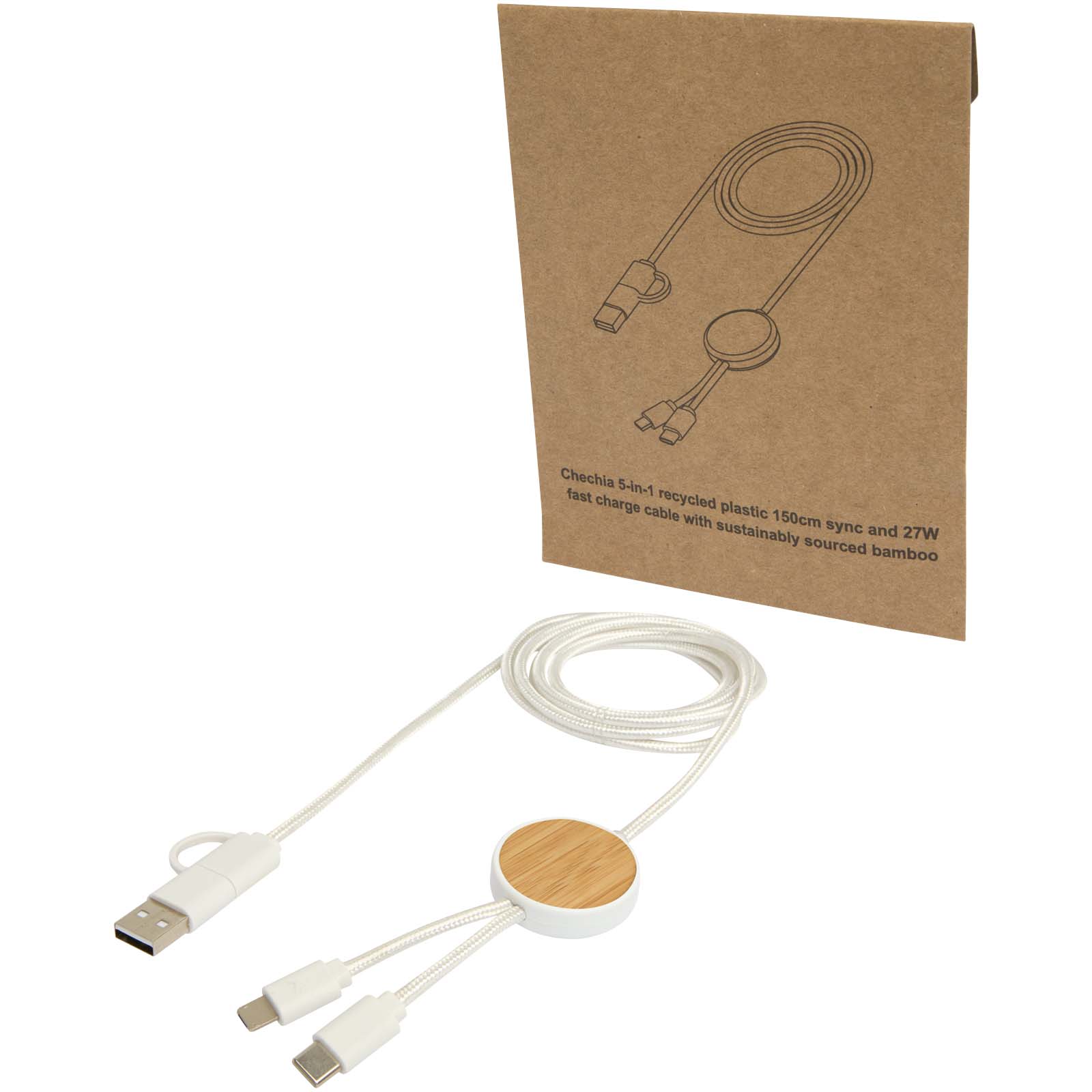 EcoCharge 5-in-1 Recycled Cable with Bamboo Details - Mansfield