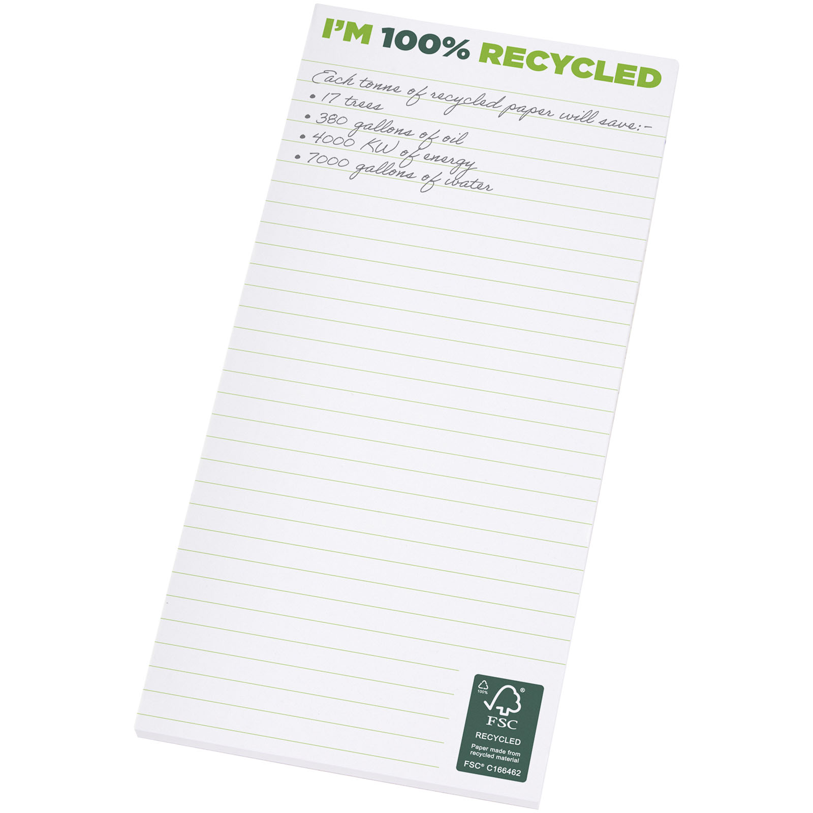 White Recycled Paper Desk-Mate Notepad - Hereford