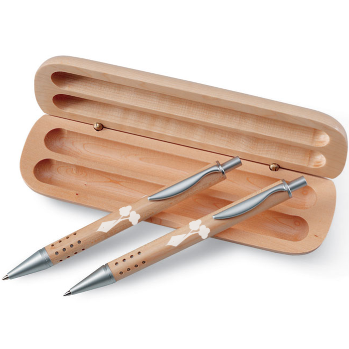 Turville Wooden Box Gift Set with Ball Pen and Mechanical Pencil - Alresford
