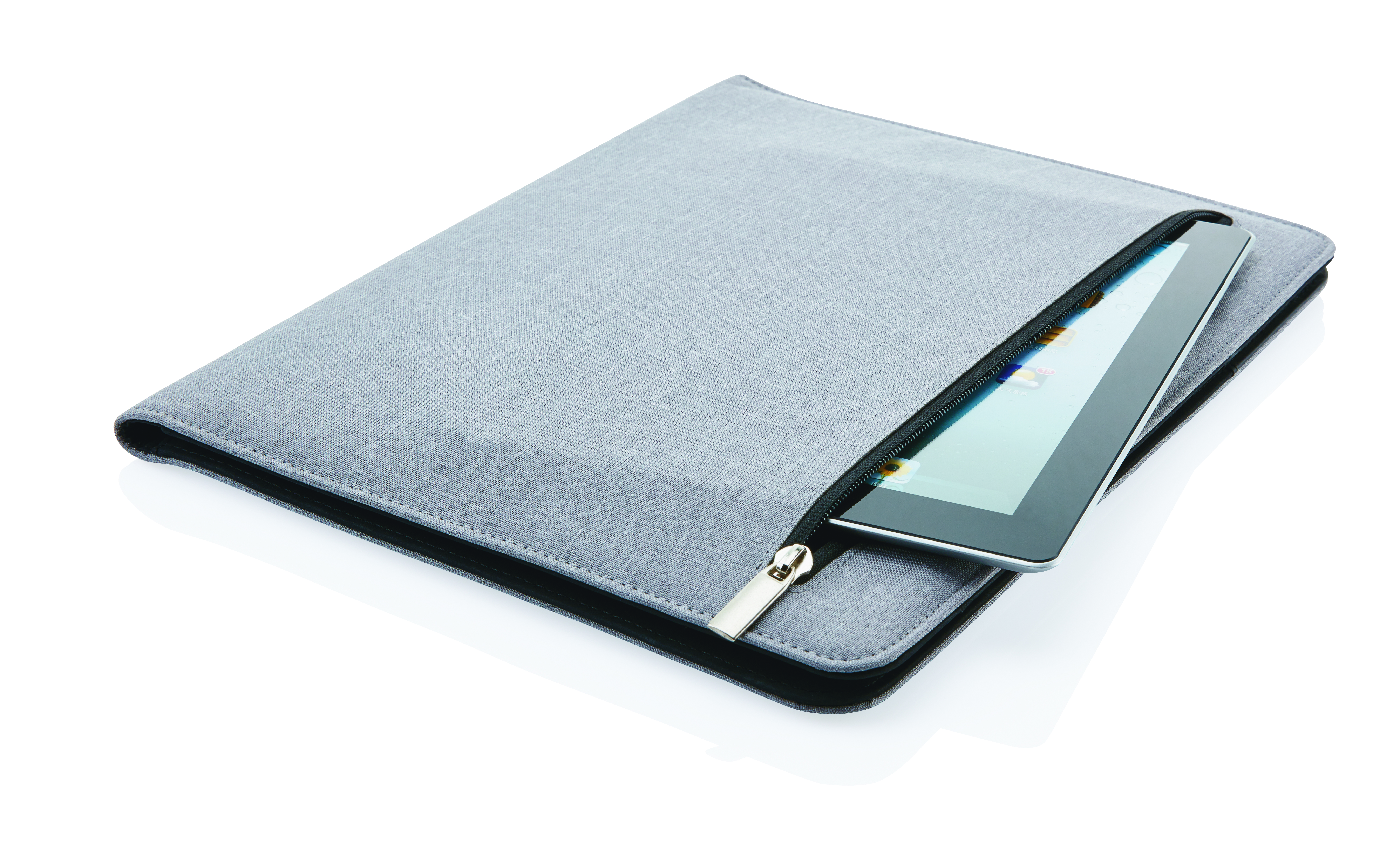A Barcombe portfolio case made from linen with a zip-up design, specifically designed for carrying tech devices - Alton