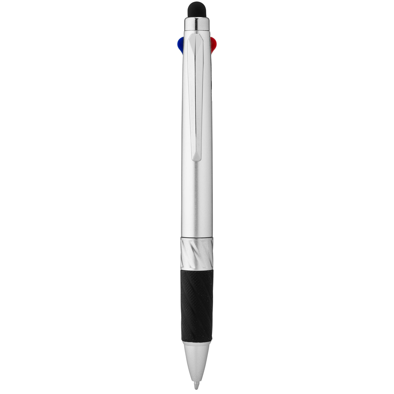 Multi-Ink Stylus Ballpoint Pen with Click Action Mechanism and Rubber Grip - St Peter Port