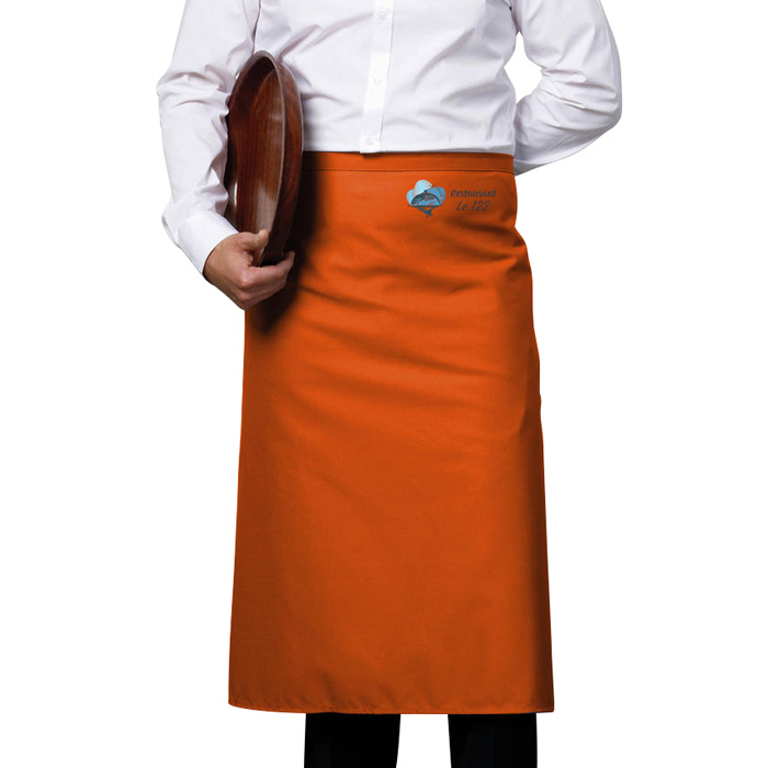 Personalized mid-length server apron in cotton and polyester 205 g/m² 100x78cm - Mahala