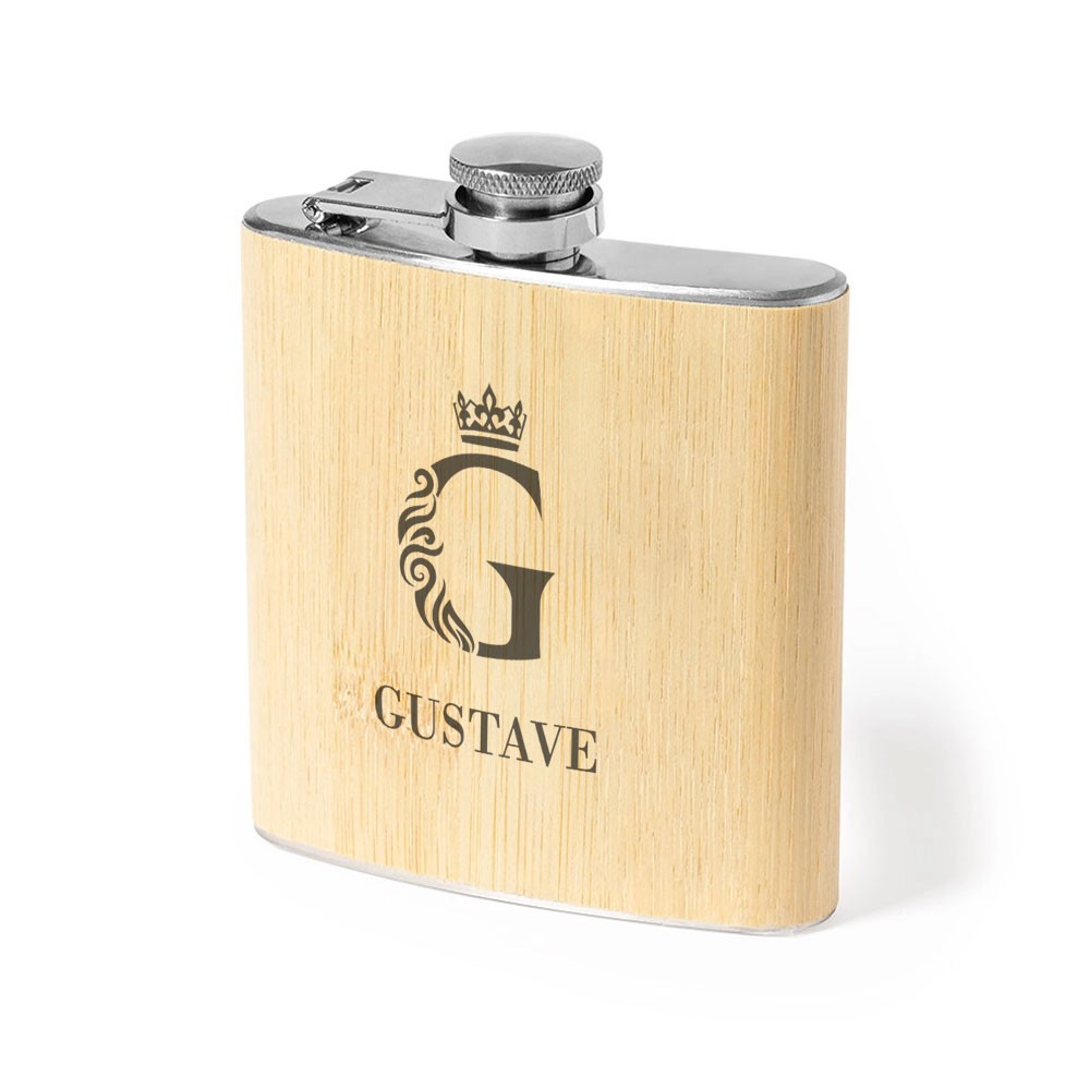 Bamboo and Stainless Steel Pocket Flask - Abington