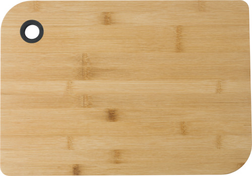 A bamboo cutting board that is outlined with a silicone ring. - Piddletrenthide