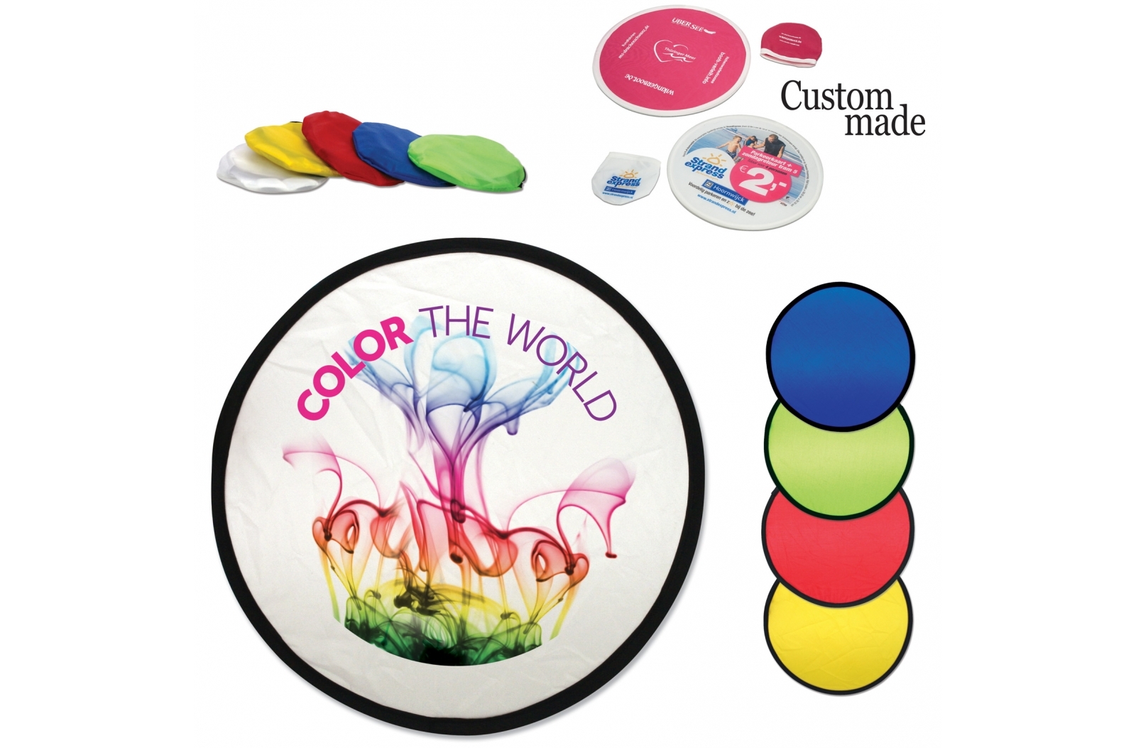 A frisbee made of nylon that can be folded and comes with a pouch - Barkby Thorpe