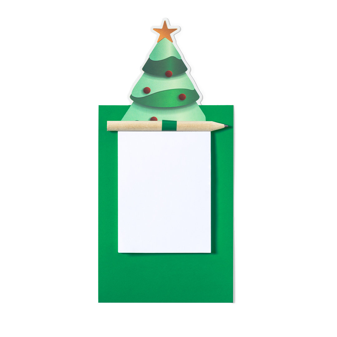 Christmas Tree Design Magnet Notepad with Pencil - Hereford