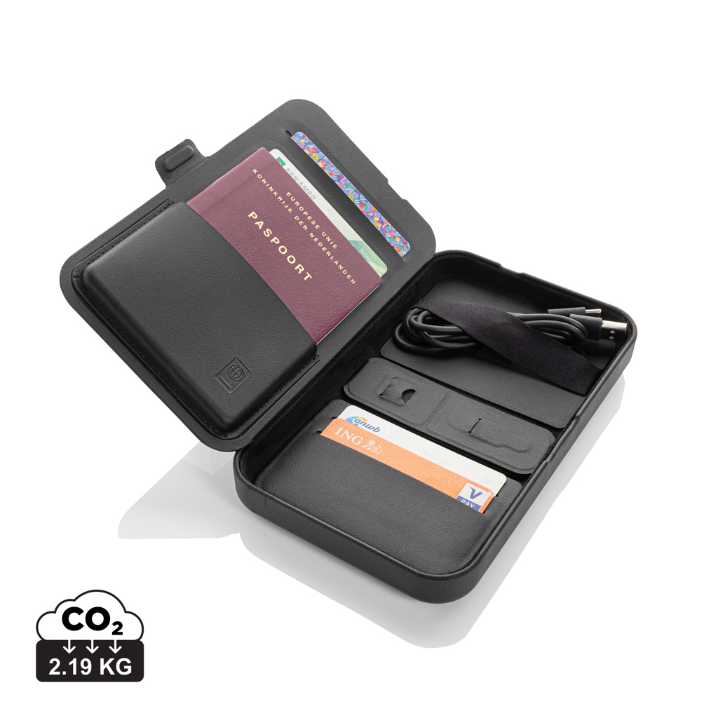 Recycled Travel Tech Organizer with Wireless Charging - Hambledon