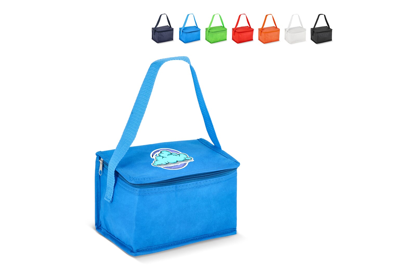 R-PET cooler bag for 6 cans, non-woven, 20 x 13 x 12.5 cm, 75 g/m²