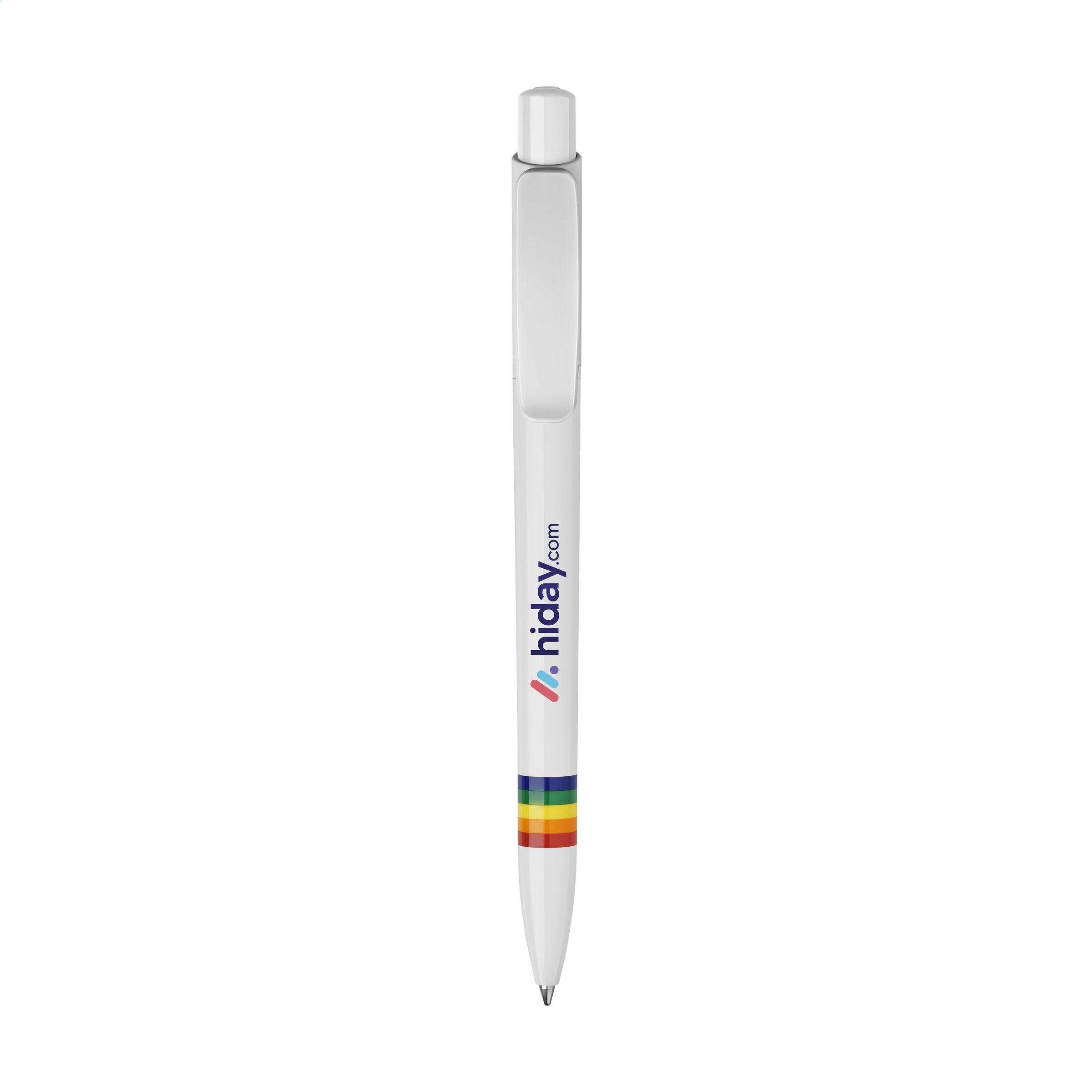 A ballpoint pen that has blue ink and features a barrel that is polished and white - Charlbury - Jirehouse