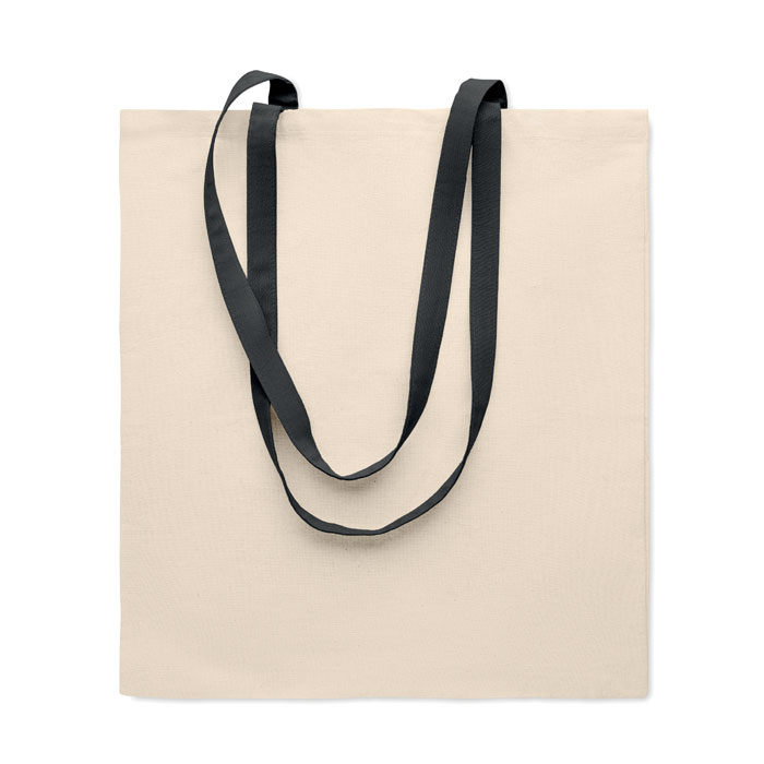 A cotton shopping bag with colorful long handles, weighing 140 grams per square meter - Everton - Almer