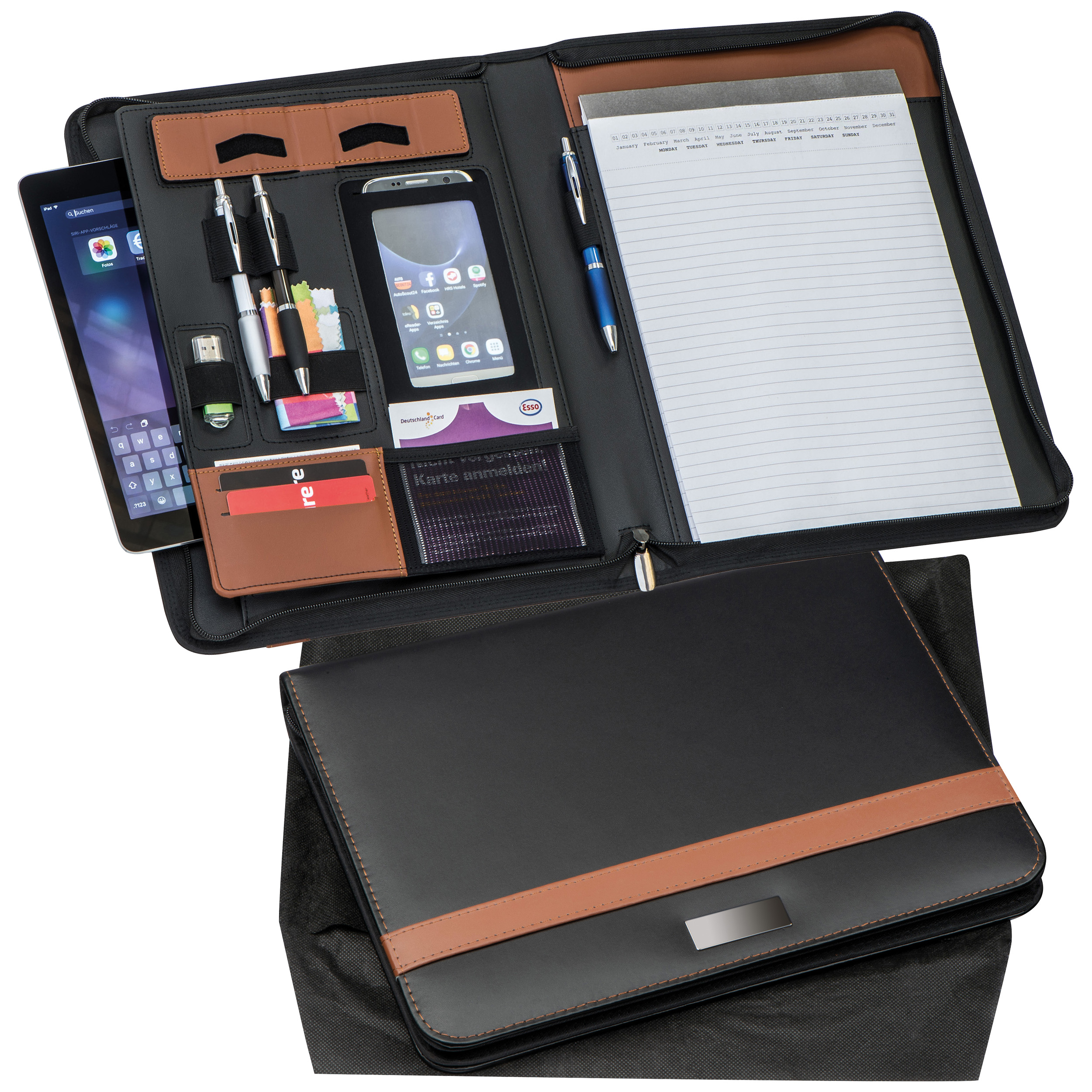 Aldington executive leather portfolio with zipper - Barleythorpe