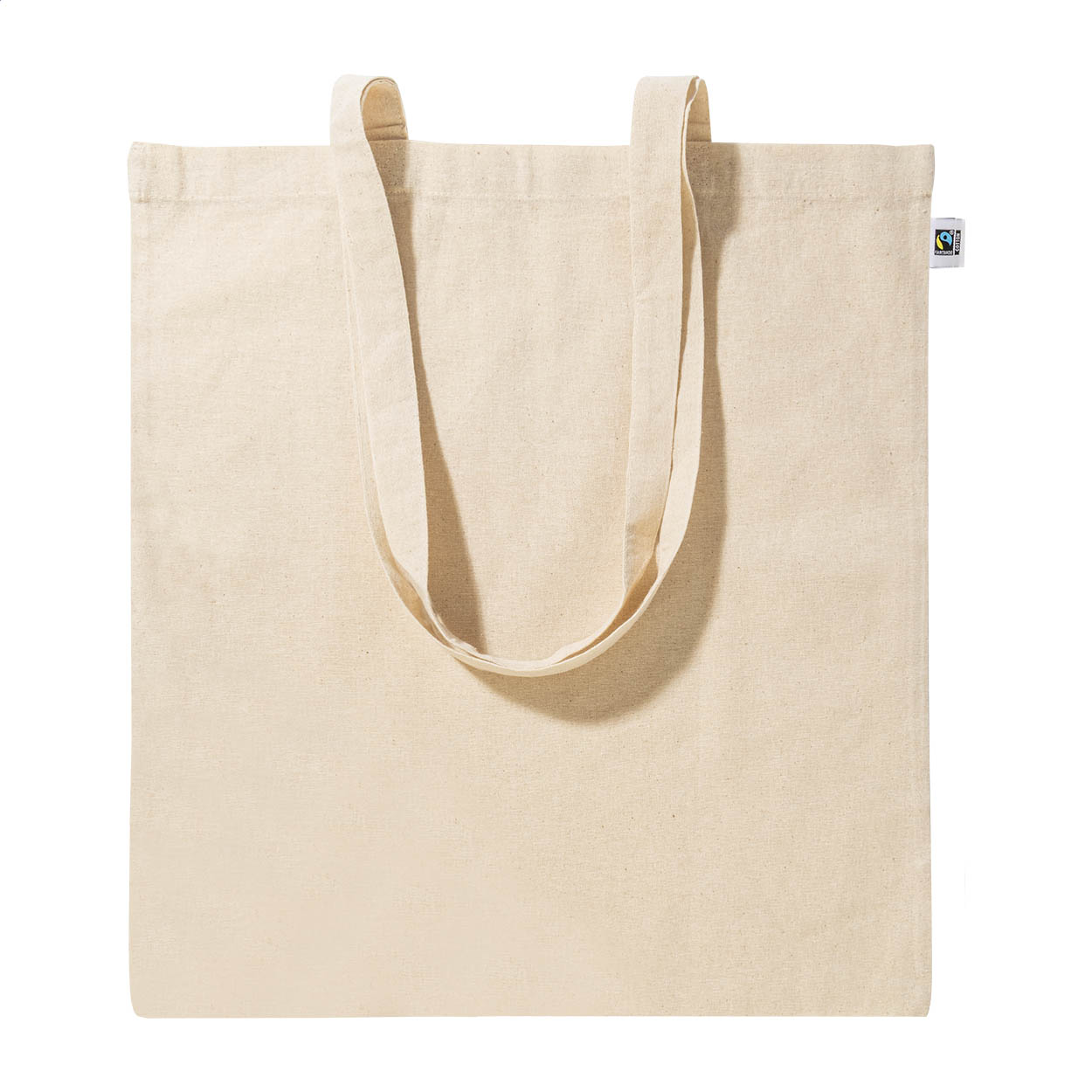 Fershop Fairtrade cotton shopping bag 140 g/m² with long handles and logo
