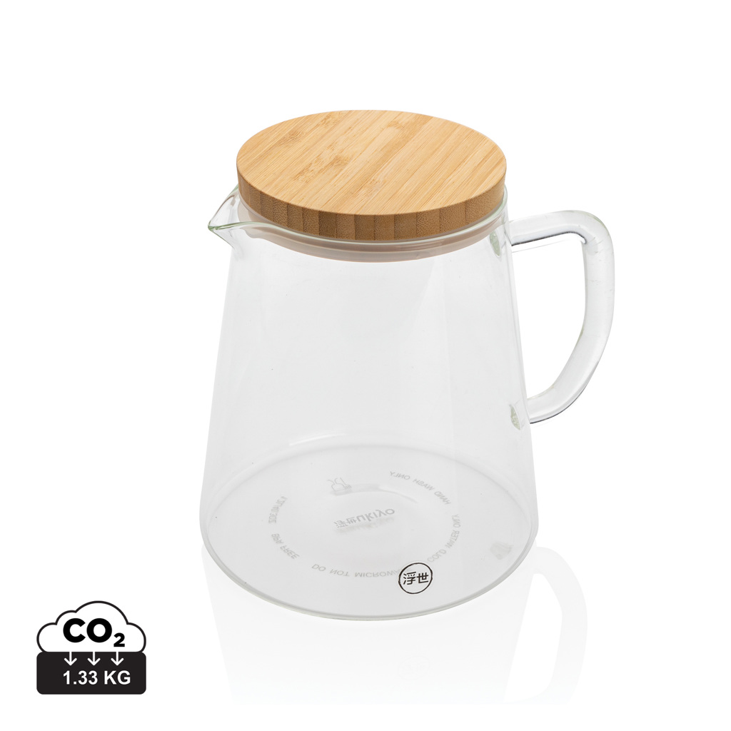 Ukiyo Borosilicate Glass Pitcher with Bamboo Cover - Gorton