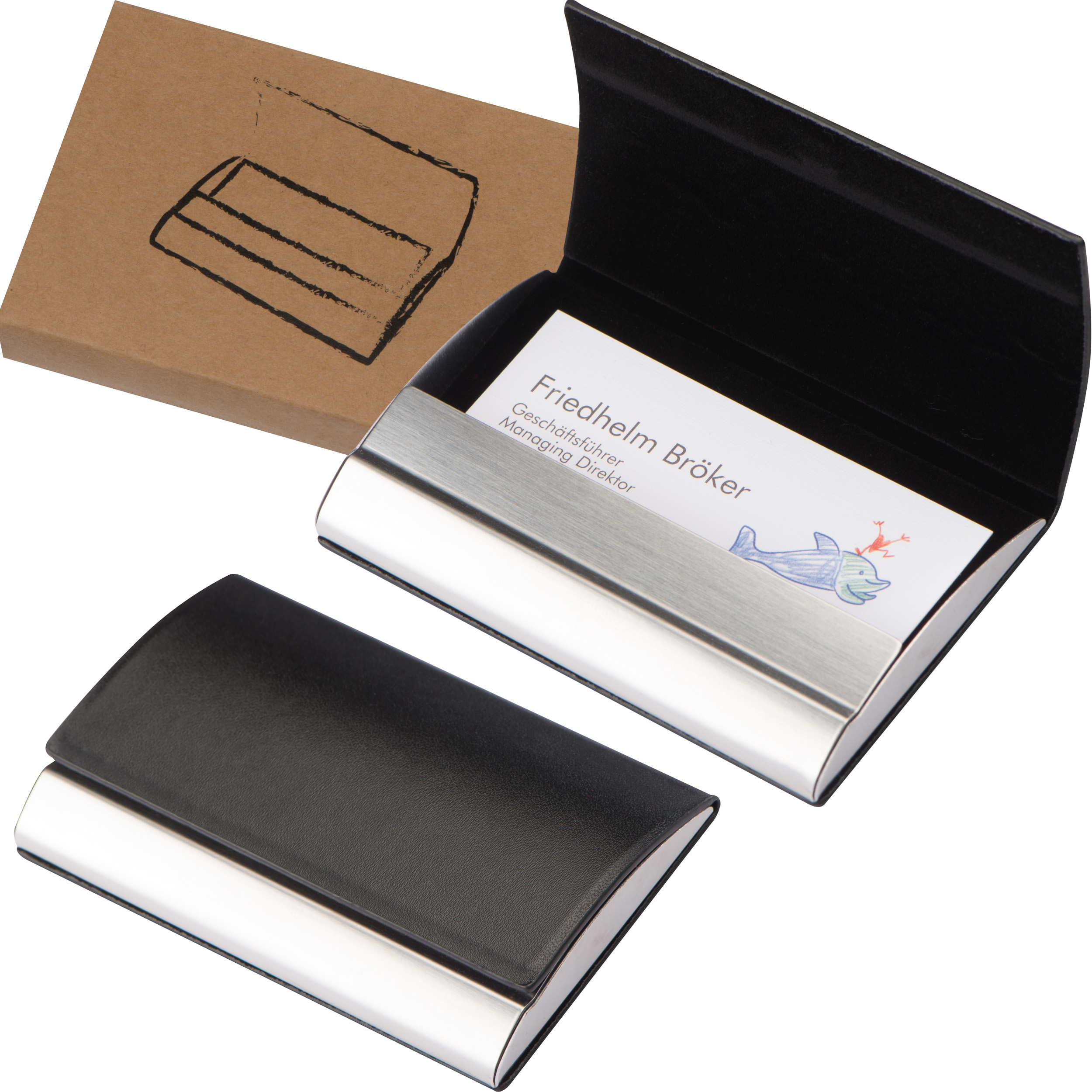 Uffington Metallic Faux Leather Magnetic Business Card Holder - Calverton