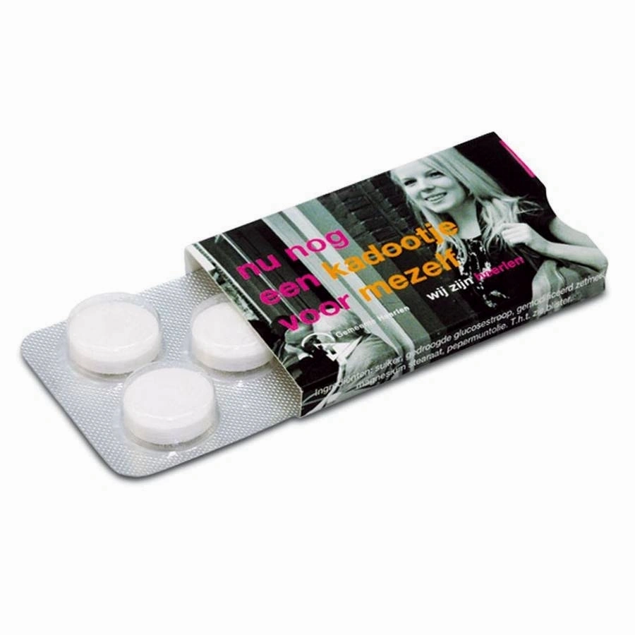 A blister pack that is printed in full color and contains mints - Haverhill