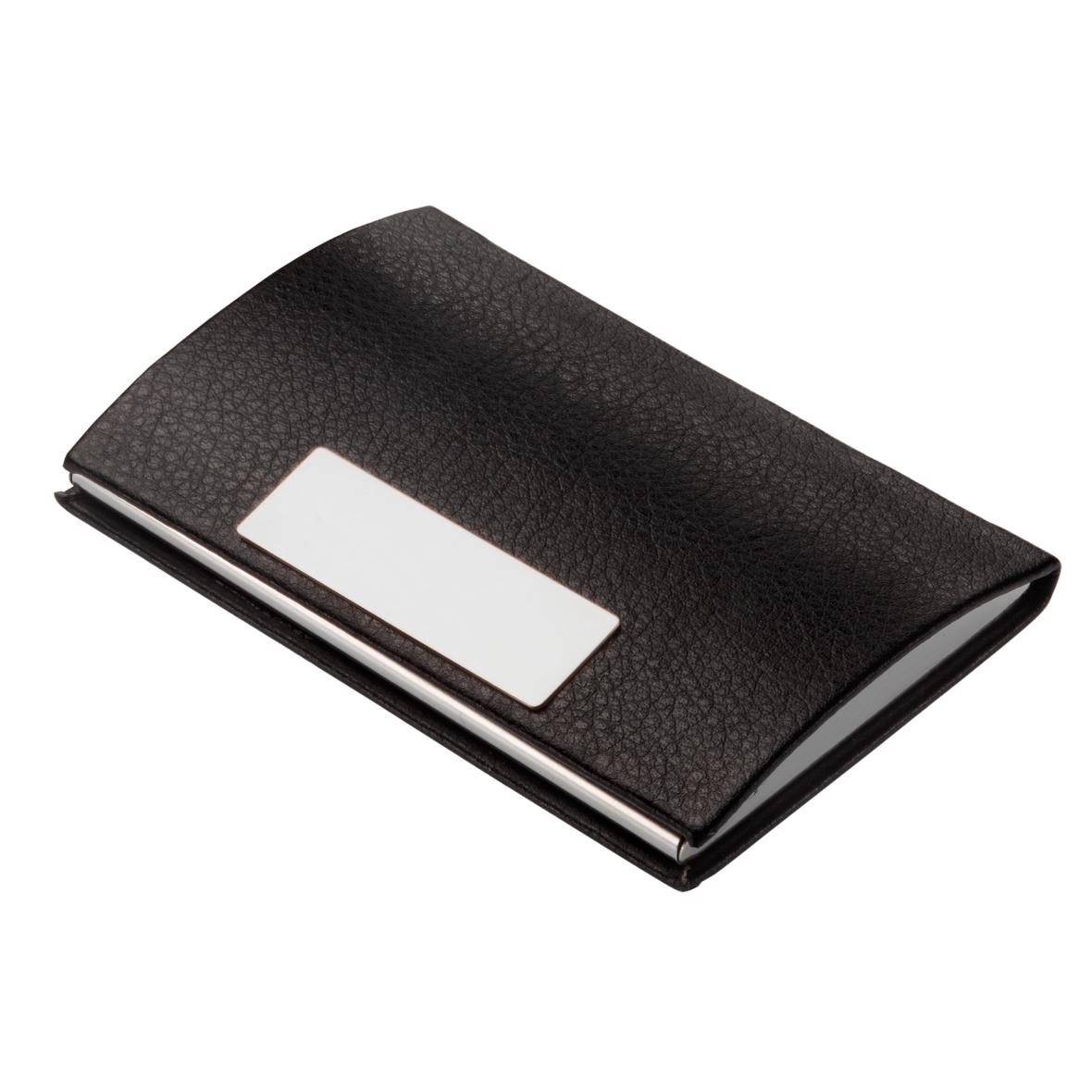 Business card holder in landscape format made of metal with a magnetic cover. - Inkston