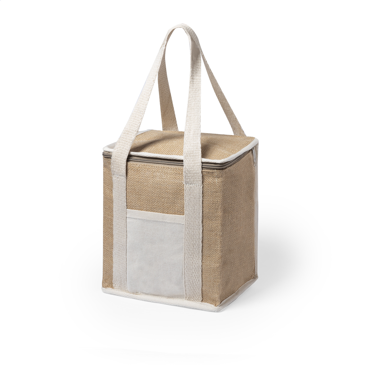 Concordia laminated jute and cotton cooler bag with your logo printed with logo