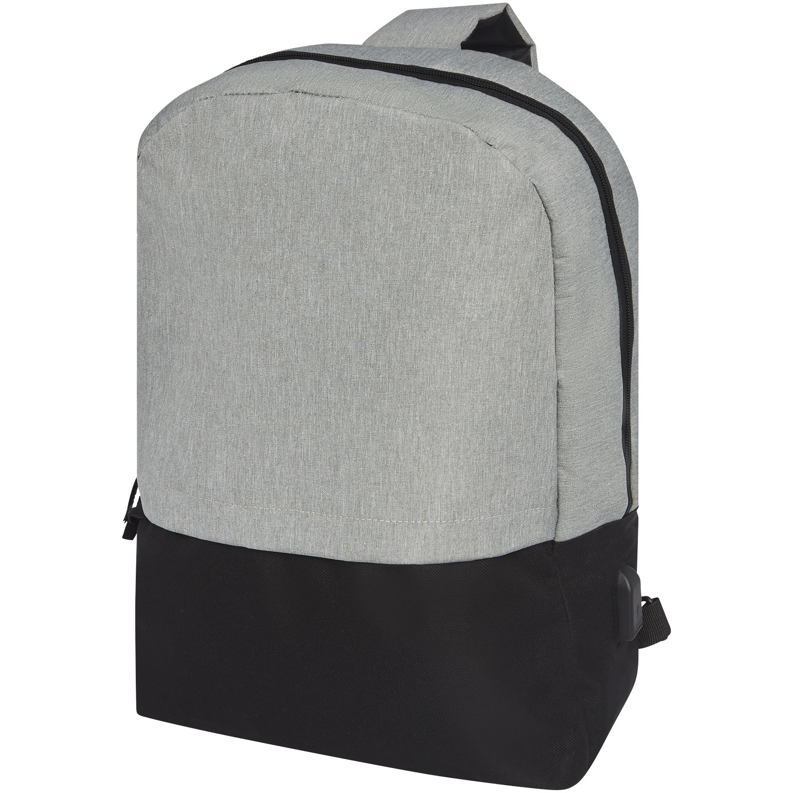 A single-shoulder strap backpack with a heathered design, including a USB port. - Longborough