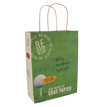 Eco-friendly Grass Paper Bag with Twisted Handles - Rattray