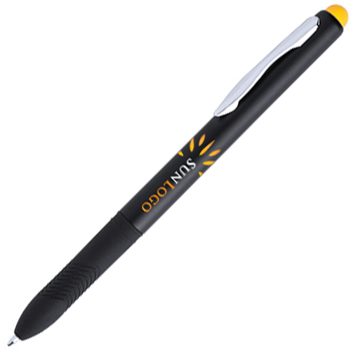 A two-tone ballpoint pen with a twist mechanism, complete with glossy silver accents - Dewsbury