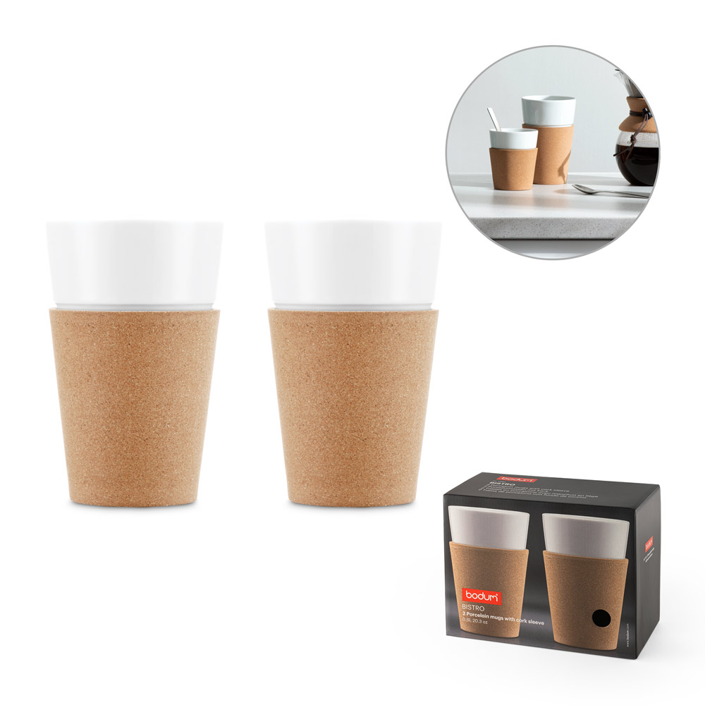 Bistro Mugs with Cork Sleeves - Hoxne - Bedlington