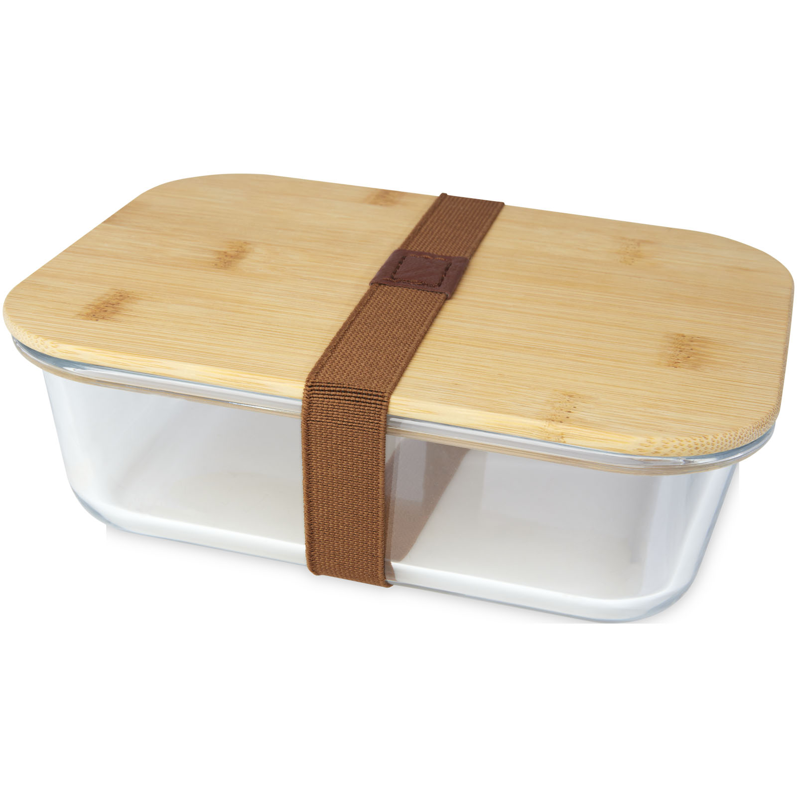 A red glass lunch box with a bamboo cover - Ferndown