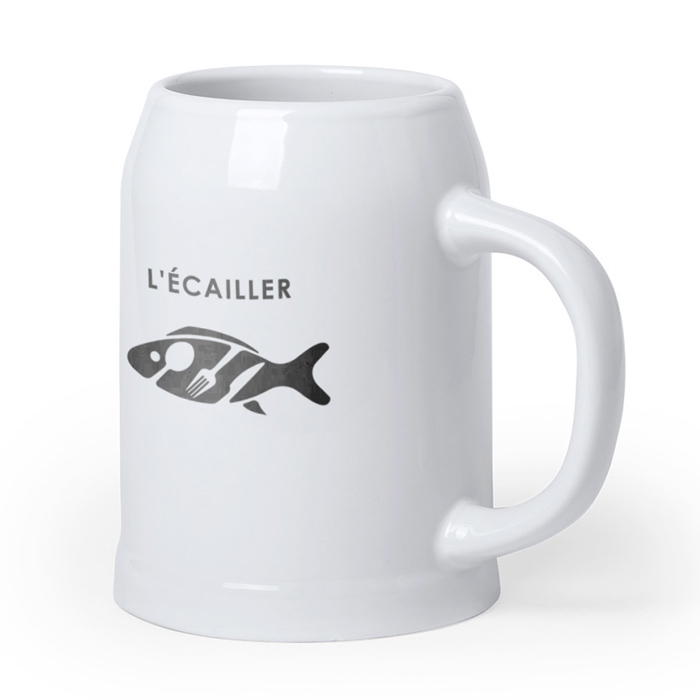 Elegant White Ceramic Beer Mug 700ml - Newton