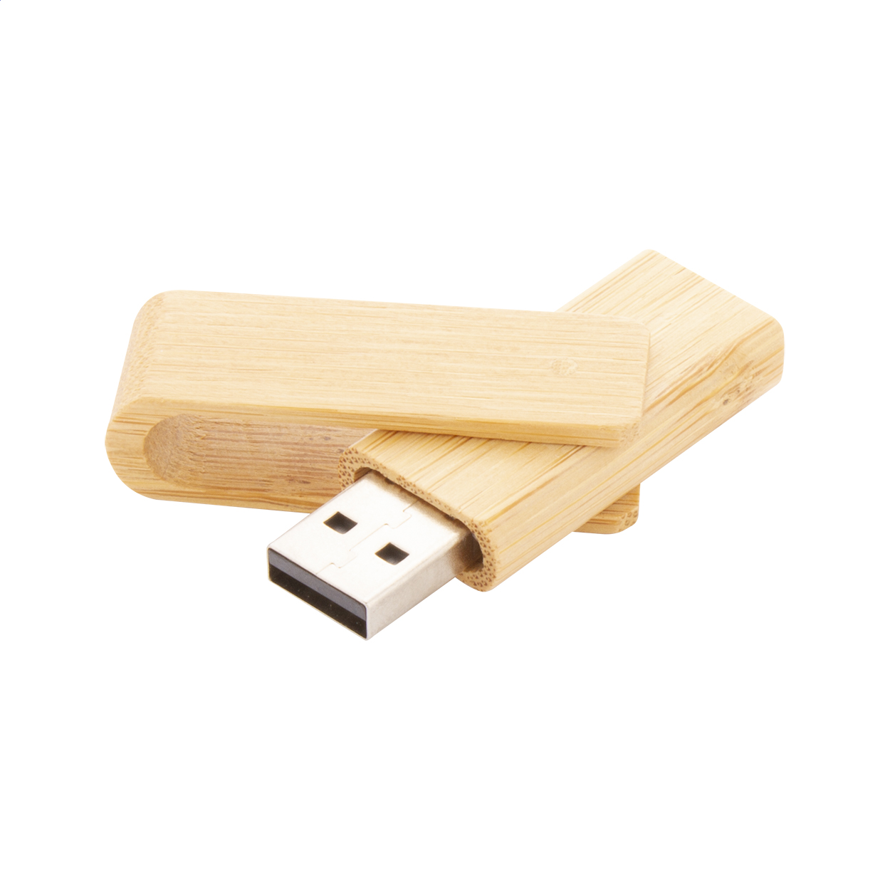 BooTwist drehbarer USB-Stick aus Bambus mit Logo, 8 bis 32 GB, USB 2.0