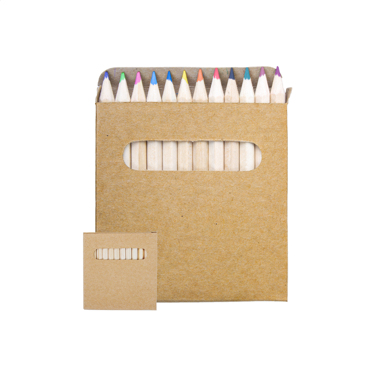 Lea set of 12 wooden coloured pencils in paper box with your logo printed with logo