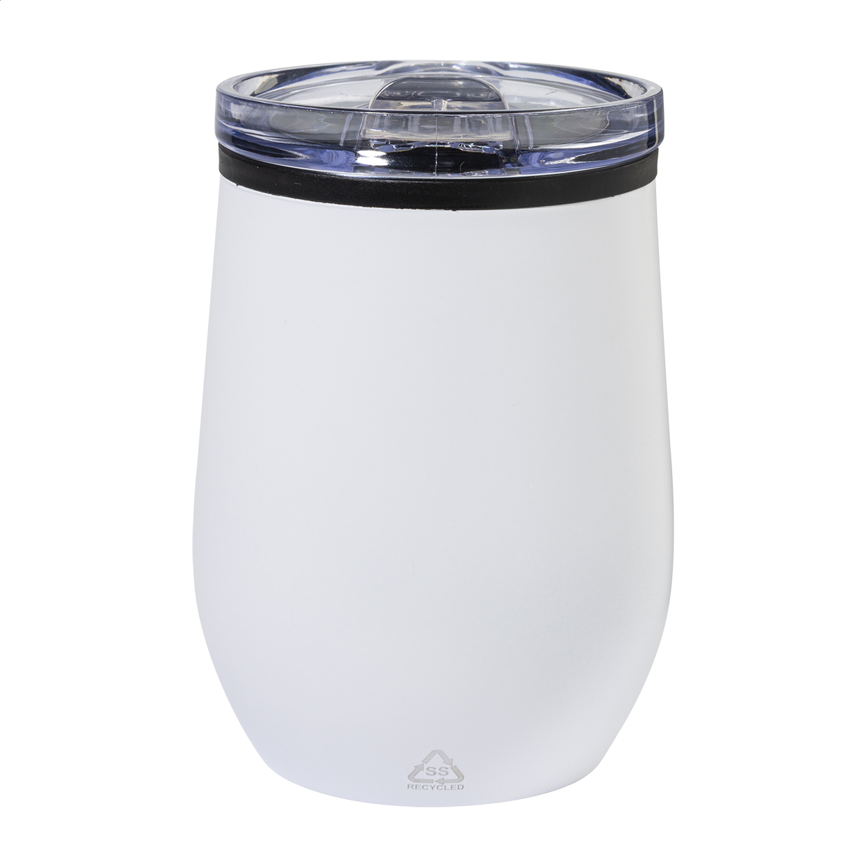Poppy recycled stainless steel thermo cup with PP inside, 350 ml, with logo