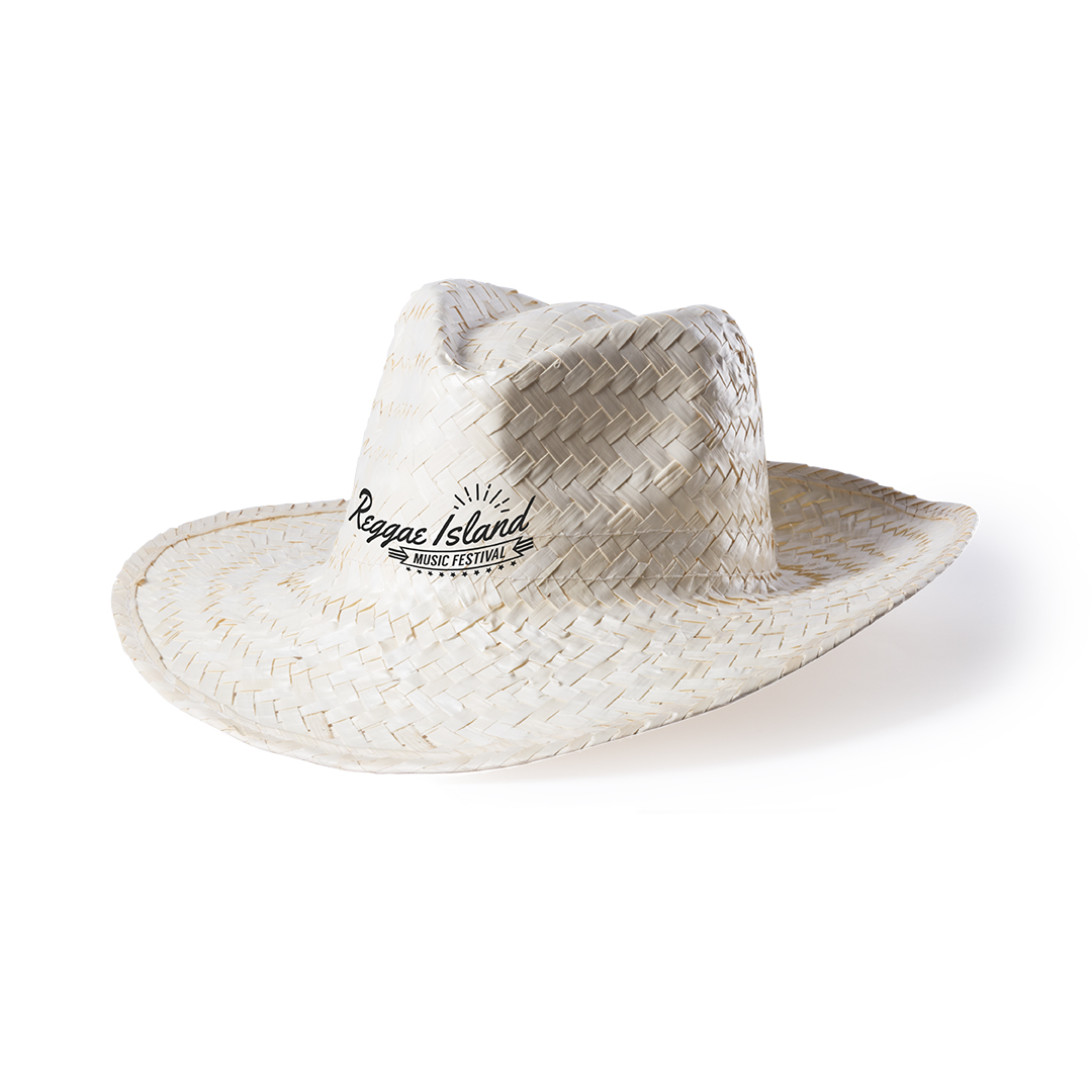 A straw hat in a natural color with a pad printed surface - Bridge of Allan