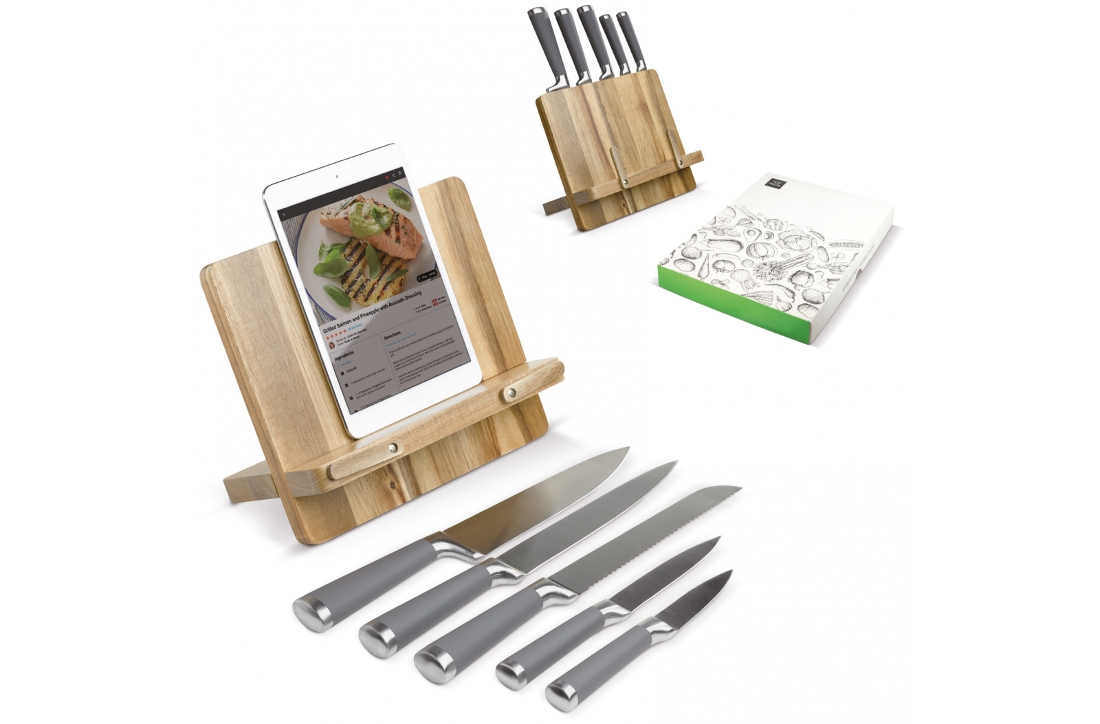 Acacia Wood Knife Set with Book Stand - Fulbrook