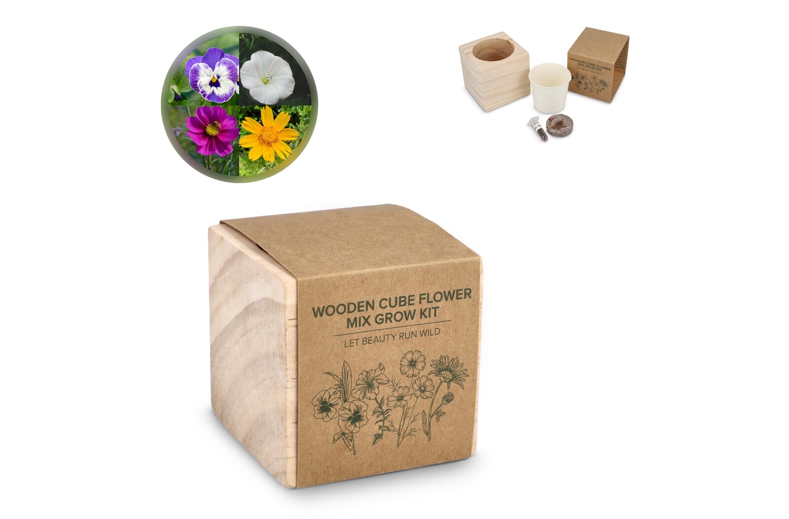 FSC Wooden Planter Set - Flower Mix