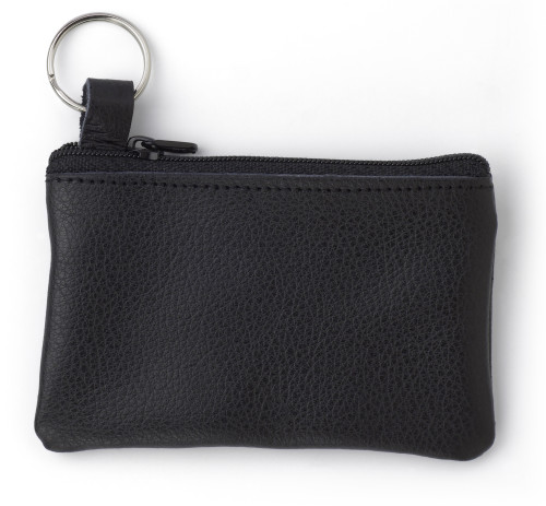 Leather Key Wallet with Metal Ring and Zipper - Folkestone