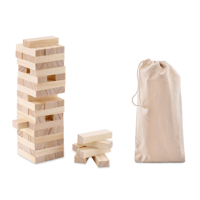 Wooden Toppling Tower Game with Cotton Carrying Pouch - Bromsgrove