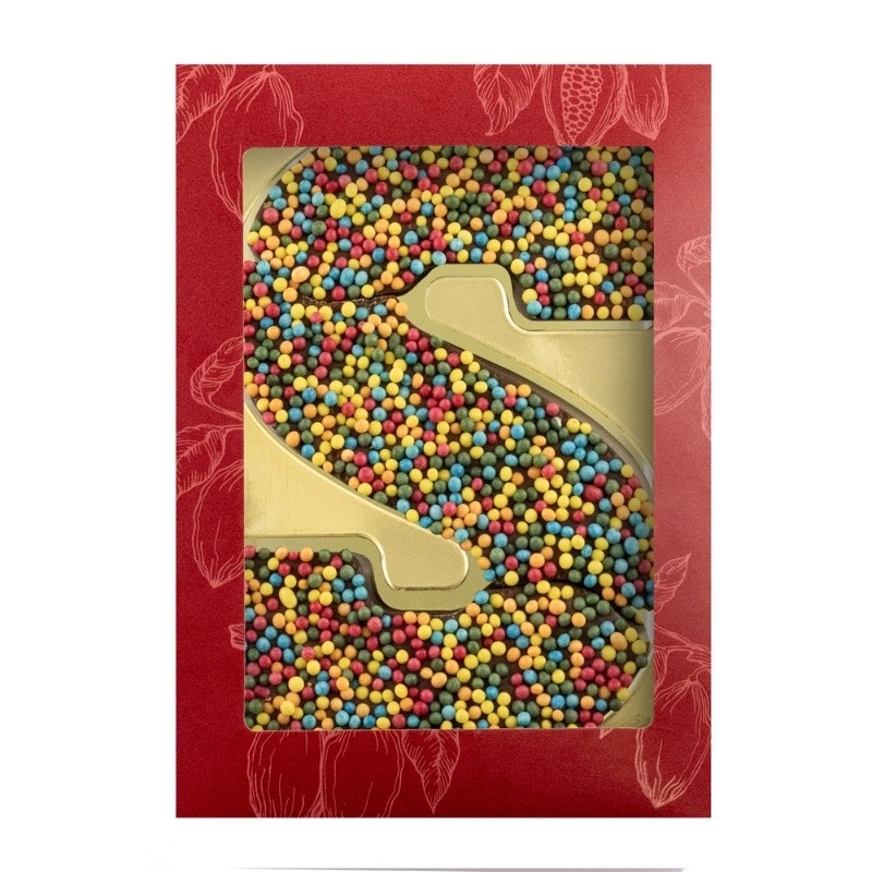 Festive Milk Chocolate Letter S with Disco Sprinkles - Easingwold