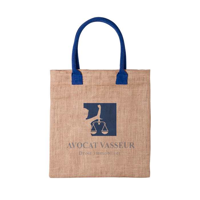 Medium-Sized Jute Bag with Reinforced Cotton Handles - Canford Cliffs