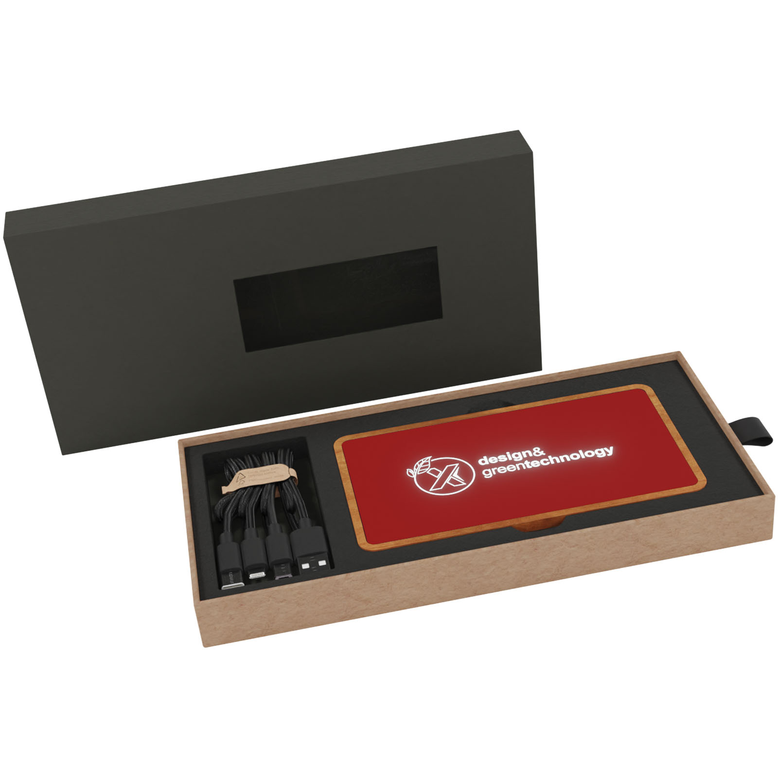 Eco-Friendly Wooden Power Bank with Wireless Charging and Illuminated Logo - Carlisle