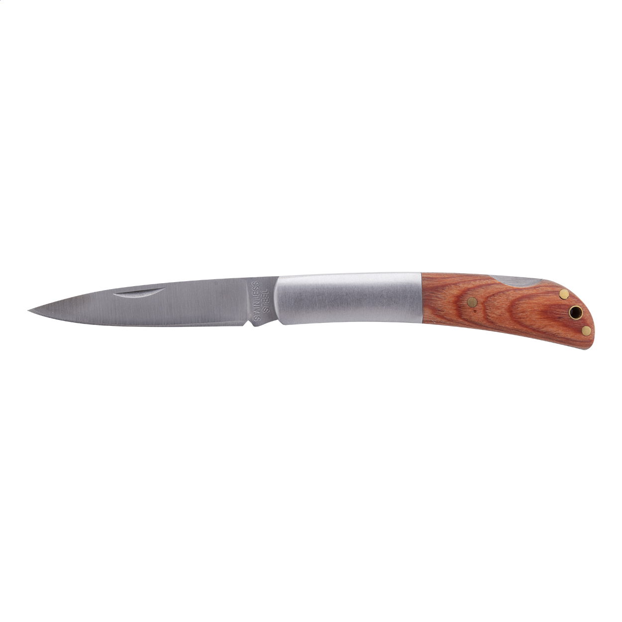 Woxen stainless steel penknife with wooden coating and logo