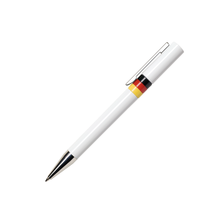 ETHIC ET900 FLAG Glossy White Ballpoint Pen with Metal Clip and Blue Ink - Folkestone