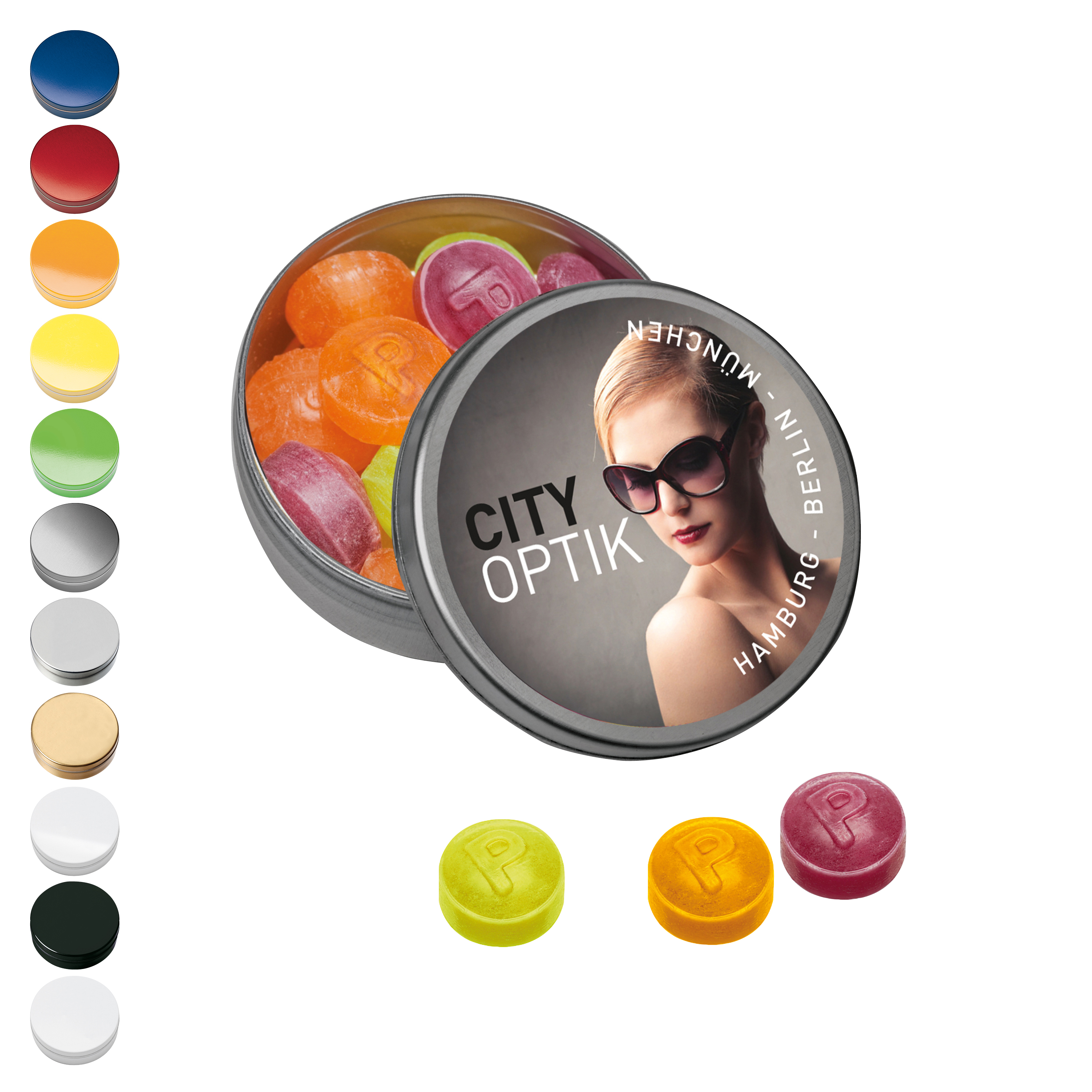 Refillable Metal Tin with Pullmoll Pastilles - Aconbury printed with logo