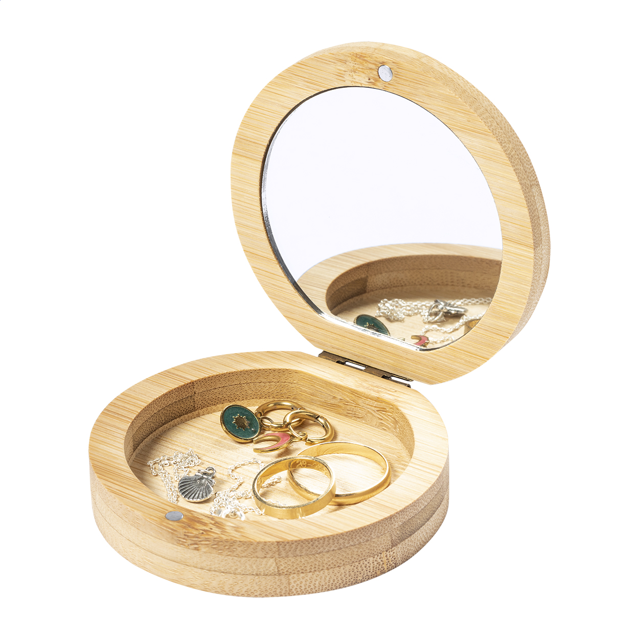 Mirishi bamboo jewellery box with mirror personalised with your logo