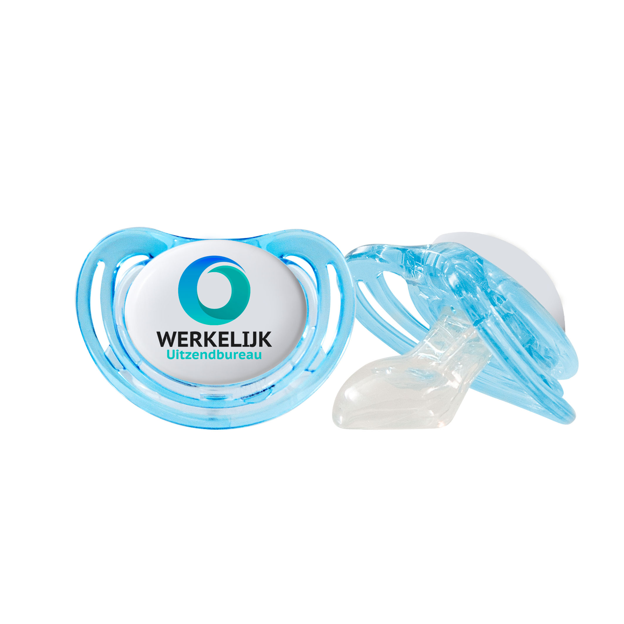 A silicone pacifier that is appropriate for children aged 0-6 months or 6-18 months. It comes in a simple, unmarked box. This pacifier is free of Bisphenol A (BPA) and has been certified to meet EN-1400 standards. The product is from Little Wymondley. - Kings Worthy