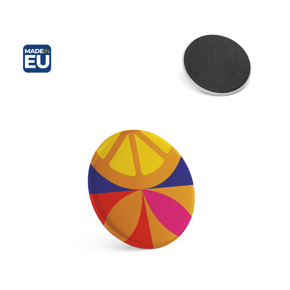 Button P'IN 4 magnetic badge, personalised with logo, ø38 mm