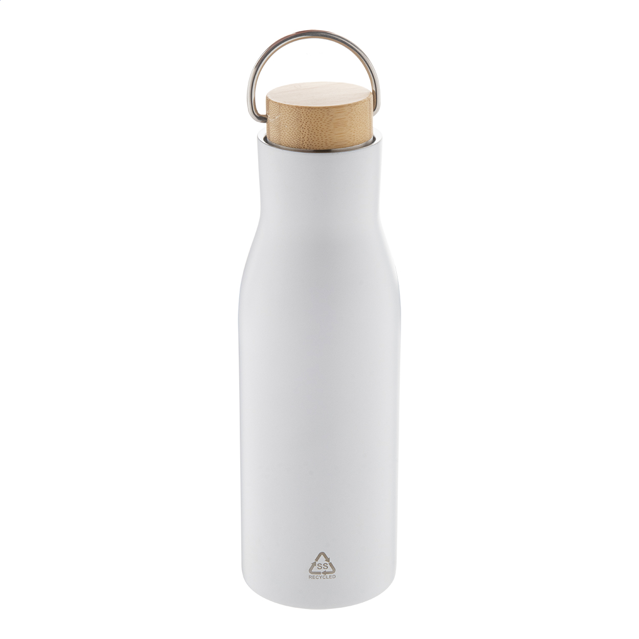 Ressobo insulated bottle in recycled steel with bamboo lid, 500 ml, with your logo