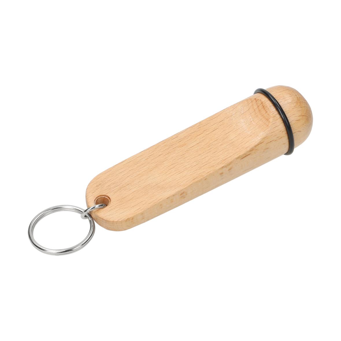 Classic Beech Wood Hotel Keyfob with Rubber Ring - Reddish