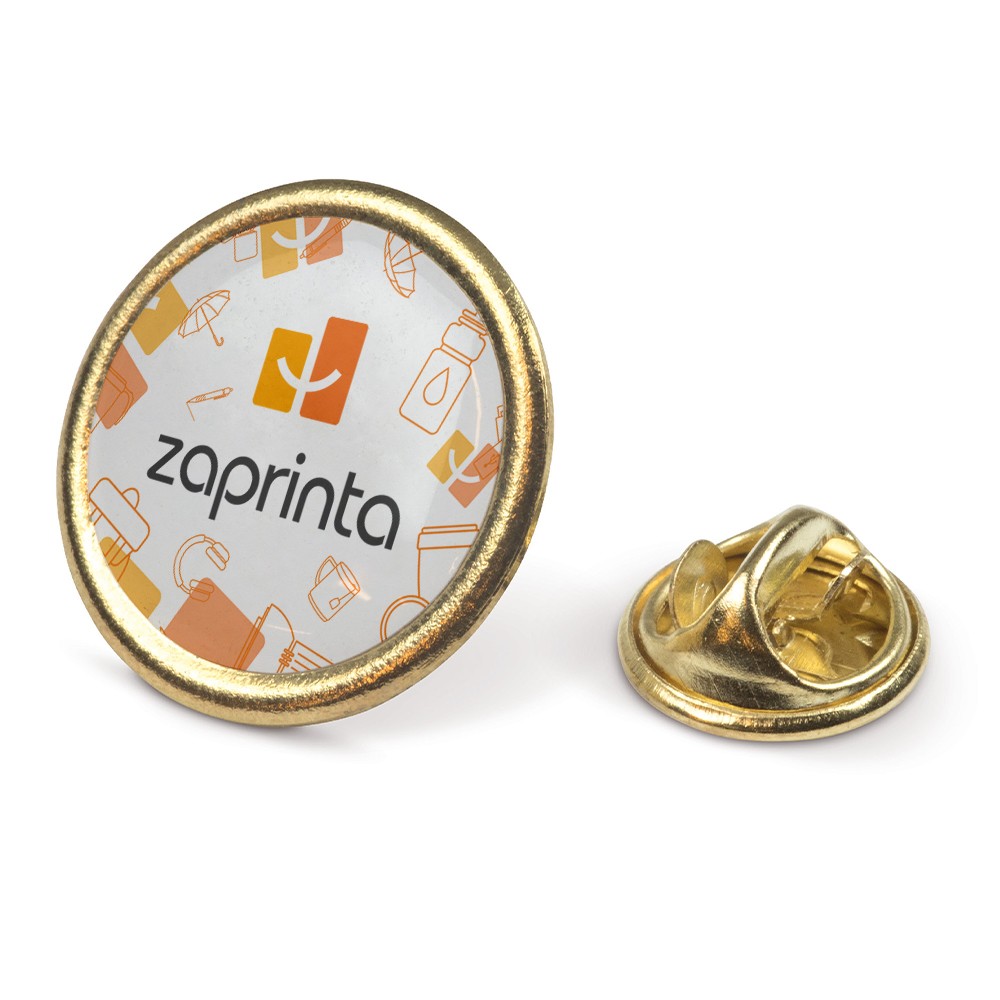 A round pin badge featuring a doming (raised surface) finish and a butterfly clasp closure. - St Paul's Cray